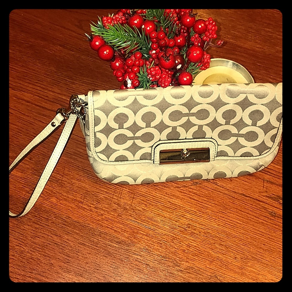 Gray Coach Wristlet Clutch